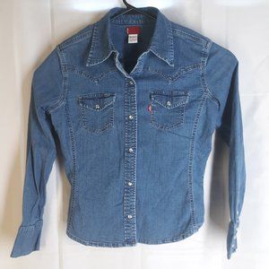 Levis Red Tab Womens Denim Jacket sz L Pearl snaps
